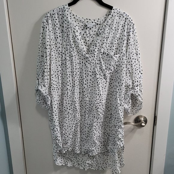 2X Reitmans Relaxed Fit Black & White Blouse - Picture 1 of 8